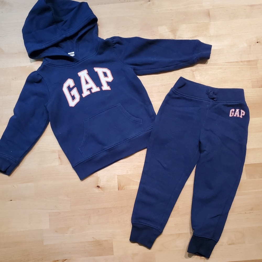 GAP Toddler Girl Navy and Pink Joggers and Hoodie Set Sizre 3T
